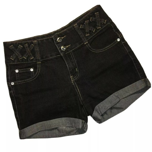 Alissa’s Jeans Highrise Cuff Stretch Denim Shorts - Picture 1 of 16